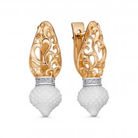 Серьги из золота KABAROVSKY с бриллиантом и  фарфором. K12-01934-13100 K12-01934-13100 фото