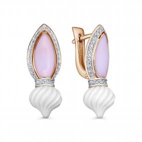 Серьги из золота KABAROVSKY с бриллиантом и  фарфором. K12-01935-12845 K12-01935-12845 фото