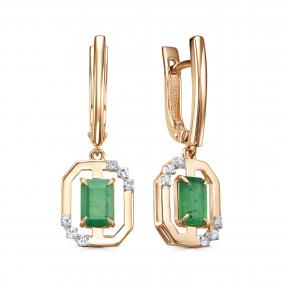 Золотые серьги KABAROVSKY K12-02058-1200 с бриллиантом и изумрудом K12-02058-1200 фото