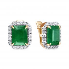 Золотые серьги KABAROVSKY K12-02073-1200 с бриллиантом и изумрудом K12-02073-1200 фото