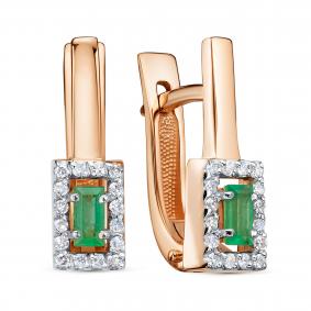 Золотые серьги KABAROVSKY K12-02128-1200 с бриллиантом и изумрудом K12-02128-1200 фото