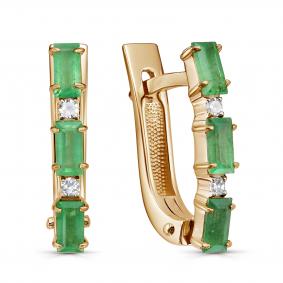 Золотые серьги KABAROVSKY K12-02146-1200 с бриллиантом и изумрудом K12-02146-1200 фото