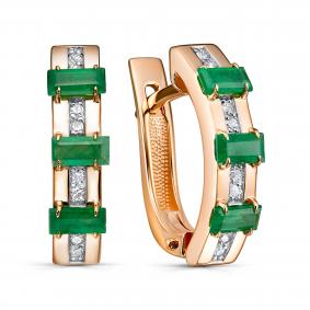 Золотые серьги KABAROVSKY K12-02147-1200 с бриллиантом и изумрудом K12-02147-1200 фото