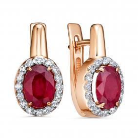 Золотые серьги KABAROVSKY K12-02167-3489 с бриллиантом и рубином K12-02167-3489 фото