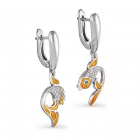 Серебряные серьги KABAROVSKY K12-050-8101 с эмалью и Swarovski K12-050-8101 фото