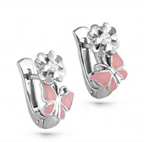 Серебряные серьги KABAROVSKY K12-064-7911 с фианитом и эмалью K12-064-7911 фото