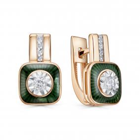 Золотые серьги KABAROVSKY K12-0804-1013 с бриллиантом и эмалью K12-0804-1013 фото
