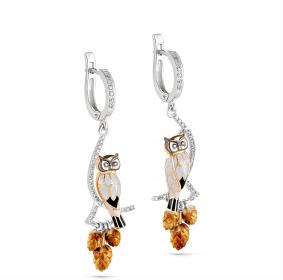 Серьги из белого золота KABAROVSKY K12-0822-1001 с бриллиантом и эмалью K12-0822-1001 фото