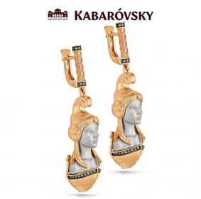 Золотые серьги KABAROVSKY K12-0968-1000 с бриллиантом K12-0968-1000 фото