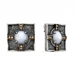 Серьги из черненого серебра KABAROVSKY K12-1010-60078 с фианитом и алпанитом K12-1010-60078 фото