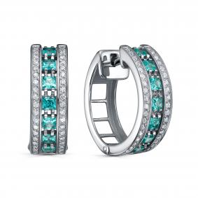 Серебряные серьги KABAROVSKY K12-1039-21400 с гранатом и Swarovski K12-1039-21400 фото