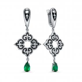 Серебряные серьги KABAROVSKY K12-1049-40402 с фианитом и эмалью K12-1049-40402 фото