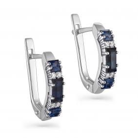 Серьги из белого золота KABAROVSKY K12-1050-1100 с бриллиантом и сапфиром K12-1050-1100 фото