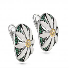 Серебряные серьги KABAROVSKY K12-107-0110 с фианитом и эмалью K12-107-0110 фото