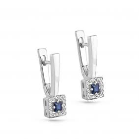 Серьги из белого золота KABAROVSKY K12-11023-1100 с бриллиантом и сапфиром K12-11023-1100 фото