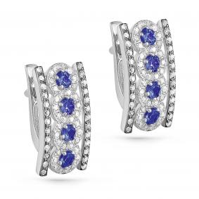 Серьги из белого золота KABAROVSKY K12-11027-1100 с бриллиантом и сапфиром K12-11027-1100 фото