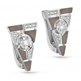 Серьги из белого золота KABAROVSKY K12-11042-1002 с бриллиантом K12-11042-1002 фото