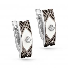 Серьги из белого золота KABAROVSKY K12-11048-1010 с бриллиантом и эмалью K12-11048-1010 фото