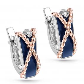 Серьги из белого золота KABAROVSKY K12-11060-1007 с бриллиантом и эмалью K12-11060-1007 фото