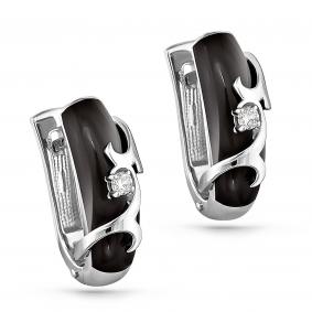 Серьги из белого золота KABAROVSKY K12-11065-1002 с бриллиантом и эмалью K12-11065-1002 фото