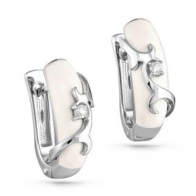 Серьги из белого золота KABAROVSKY K12-11065-1010 с бриллиантом K12-11065-1010 фото