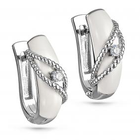 Серьги из белого золота KABAROVSKY K12-11067-1010 с бриллиантом и эмалью K12-11067-1010 фото