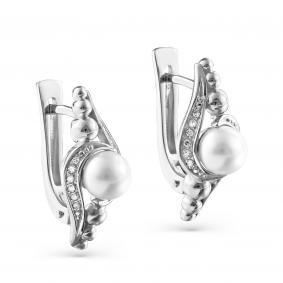 Золотые серьги KABAROVSKY K12-11101-1500 с бриллиантом и жемчугом K12-11101-1500 фото