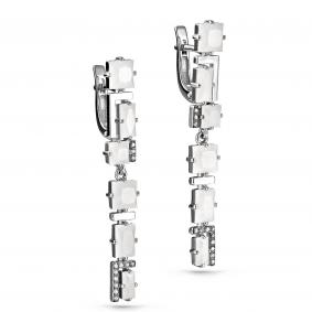Серьги из белого золота KABAROVSKY K12-11109-5600 с бриллиантом и агатом K12-11109-5600 фото