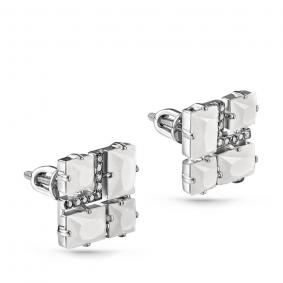 Серьги из белого золота KABAROVSKY K12-11112-5600 с бриллиантом и агатом K12-11112-5600 фото