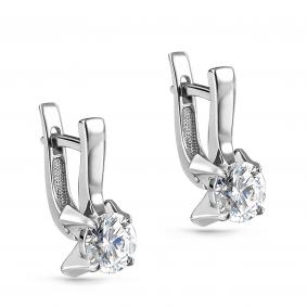 Серьги из белого золота KABAROVSKY K12-11136-1000 с бриллиантом K12-11136-1000 фото