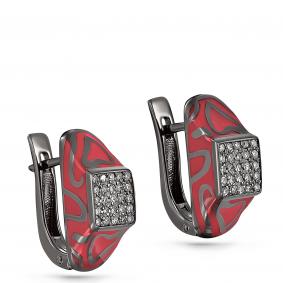 Серьги из белого золота KABAROVSKY K12-11139-1018 с бриллиантом и эмалью K12-11139-1018 фото