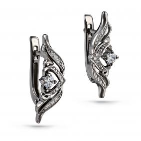 Серьги из белого золота KABAROVSKY K12-11211-1089 с бриллиантом и керамикой K12-11211-1089 фото