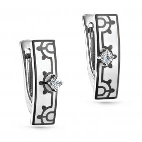 Серьги из белого золота KABAROVSKY K12-11225-1010 с бриллиантом и эмалью K12-11225-1010 фото
