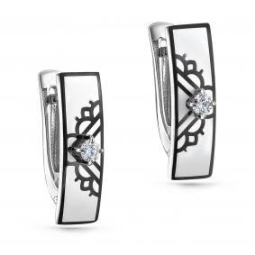 Серьги из белого золота KABAROVSKY K12-11226-1010 с бриллиантом и эмалью K12-11226-1010 фото