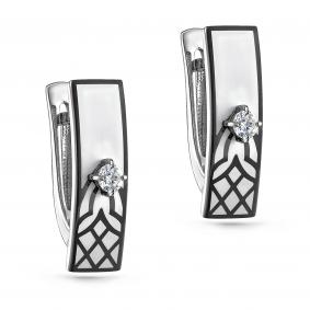 Серьги из белого золота KABAROVSKY K12-11227-1010 с бриллиантом и эмалью K12-11227-1010 фото