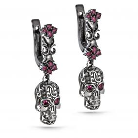 Серьги из белого золота KABAROVSKY K12-11256-3400 с рубином и керамикой K12-11256-3400 фото