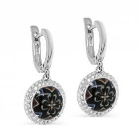 Серьги из белого золота KABAROVSKY K12-11284-1022 с бриллиантом и финифтью K12-11284-1022 фото