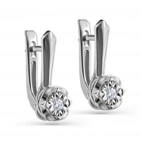 Серьги из белого золота KABAROVSKY K12-11292-1000 с бриллиантом и эмалью K12-11292-1000 фото