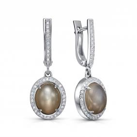 Серьги из белого золота KABAROVSKY K12-11302/1-8700 с бриллиантом и лунным камнем K12-11302/1-8700 фото