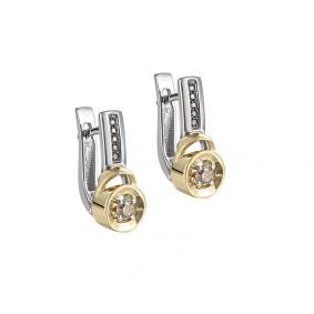 Серьги из белого золота KABAROVSKY K12-11311-9200 с бриллиантом и коньячным бриллиантом K12-11311-9200 фото