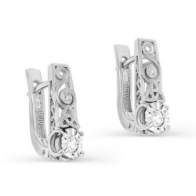 Серьги из белого золота KABAROVSKY K12-11382-1000 с бриллиантом K12-11382-1000 фото