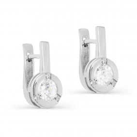 Серьги из белого золота с KABAROVSKY алмазанитом и фианитом swarovski K12-11421-20000 K12-11421-20000 фото