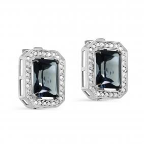Серьги из белого золота KABAROVSKY K12-11429-2300 с бриллиантом и Лондон топазом K12-11429-2300 фото