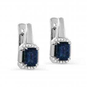 Серьги из белого золота KABAROVSKY K12-11576-1100 с бриллиантом и сапфиром K12-11576-1100 фото