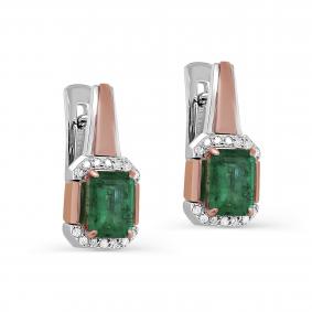 Серьги из белого золота KABAROVSKY K12-11576-1200 с бриллиантом и изумрудом K12-11576-1200 фото