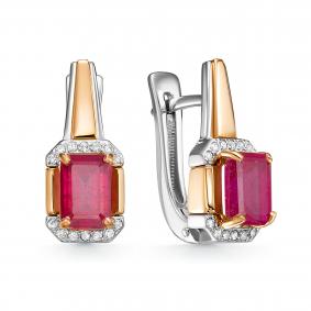 Серьги из белого золота KABAROVSKY K12-11576-3400 с бриллиантом и рубином K12-11576-3400 фото