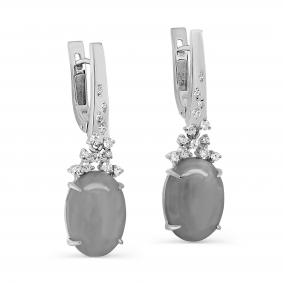 Серьги из белого золота KABAROVSKY K12-11594-8700 с бриллиантом и лунным камнем K12-11594-8700 фото