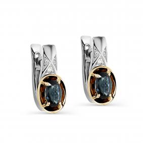Серьги из белого золота KABAROVSKY K12-11597-1196 с бриллиантом и сапфиром K12-11597-1196 фото