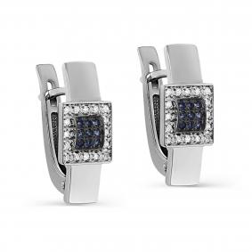 Серьги из белого золота KABAROVSKY K12-11612-1189 с бриллиантом и сапфиром K12-11612-1189 фото