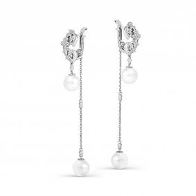 Серьги из белого золота KABAROVSKY K12-11632-1500 с бриллиантом и жемчугом K12-11632-1500 фото